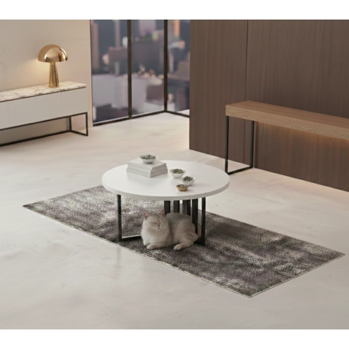 STOLIK KAWOWY Metalowy Blat Biały Płyta MDF  STK-923